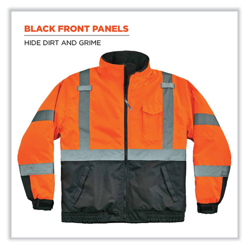 Ergodyne Glowear 8377 Class 3 Hi-vis Quilted Bomber Jacket Orange 3x-large