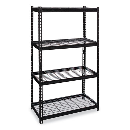 Hirsh Industries Iron Horse 2300 Wire Deck Shelving Four-shelf 36wx18dx60h Black