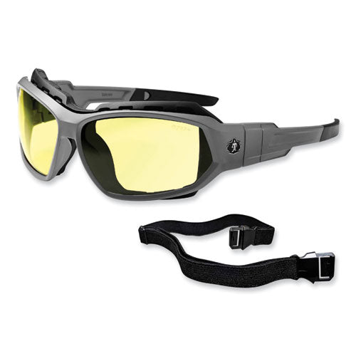 Ergodyne Skullerz Loki Safety Glasses/goggles Matte Gray Nylon Impact Frame Yellow Polycarbonate Lens