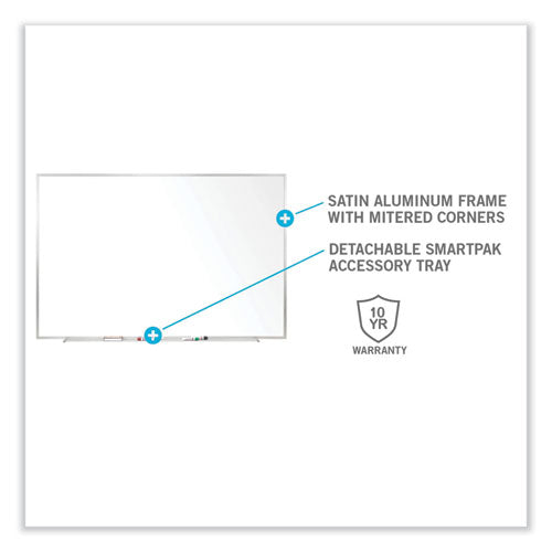 Ghent Non-magnetic Whiteboard With Aluminum Frame 144.63x48.47 White Surface Satin Aluminum Frame