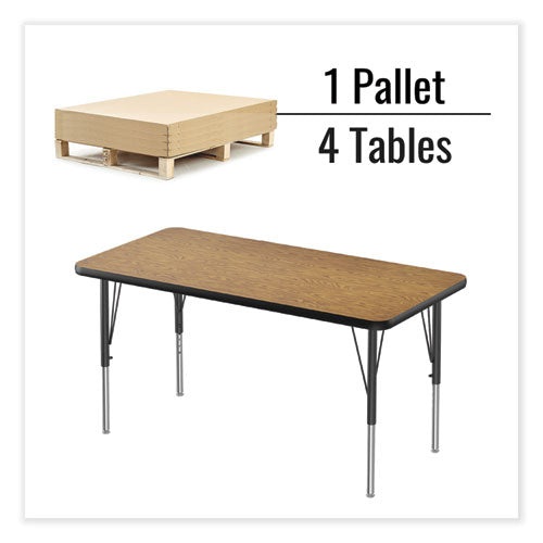 Correll Adjustable Activity Table Rectangular 48"x24"x19" To 29" Med Oak Top Black Legs 4/pallet