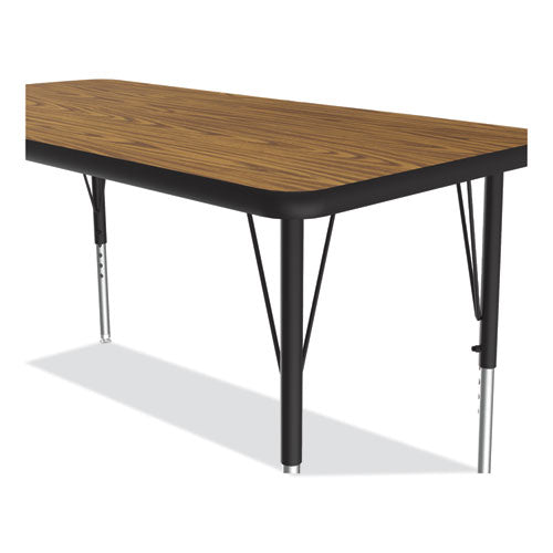 Correll Adjustable Activity Table Rectangular 48"x24"x19" To 29" Med Oak Top Black Legs 4/pallet