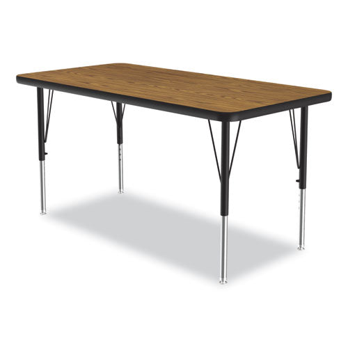 Correll Adjustable Activity Table Rectangular 48"x24"x19" To 29" Med Oak Top Black Legs 4/pallet