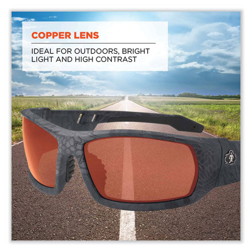 Ergodyne Skullerz Odin Safety Glasses Kryptek Typhon Nylon Impact Frame Copper Polycarbonate Lens