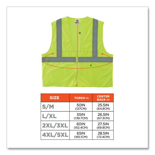 Ergodyne Glowear 8205z Class 2 Super Economy Mesh Vest Polyester Lime 2x-large/3x-large