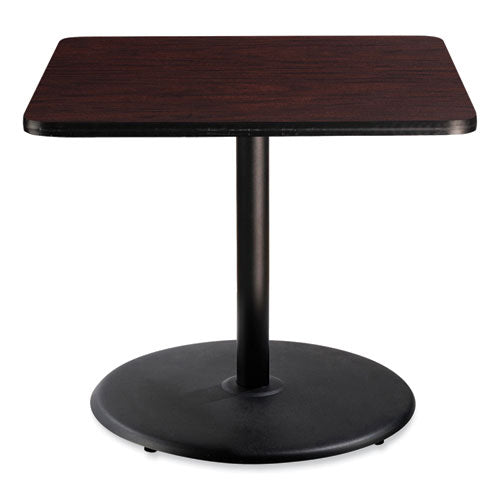 NPS Cafe Table 36wx36dx30h Square Top/round Base Mahogany Top Black Base
