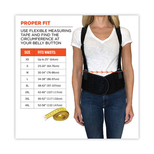 Ergodyne Proflex 1600 Standard Elastic Back Support Brace 4x-large 52" To 58" Waist Black