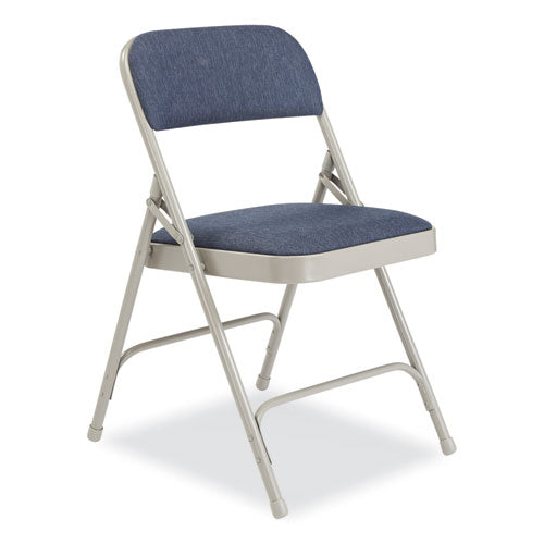 NPS 2200 Series Fabric Dual-hinge Premium Folding Chair Supports 500 Lb Blue Seat/back Gray Base 4/ct Ships In 1-3 Bus Days