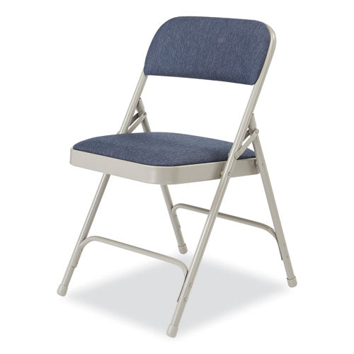 NPS 2200 Series Fabric Dual-hinge Premium Folding Chair Supports 500 Lb Blue Seat/back Gray Base 4/ct Ships In 1-3 Bus Days