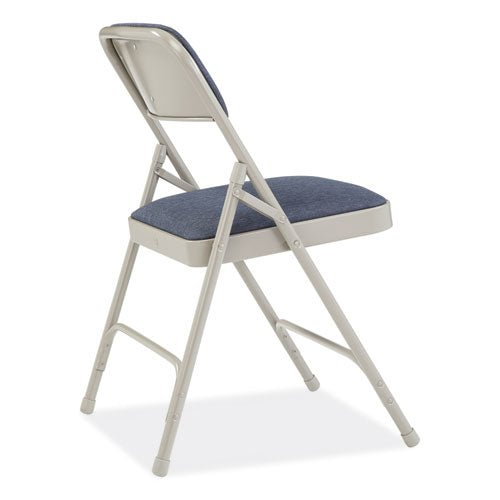 NPS 2200 Series Fabric Dual-hinge Premium Folding Chair Supports 500 Lb Blue Seat/back Gray Base 4/ct Ships In 1-3 Bus Days