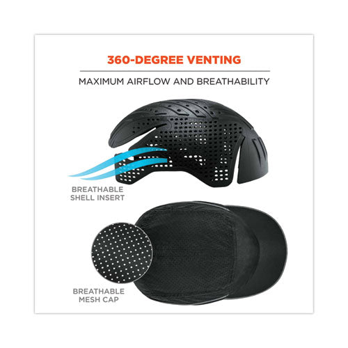 Ergodyne Skullerz 8965 Lightweight Bump Cap Hat With Led Lighting Short Brim Black