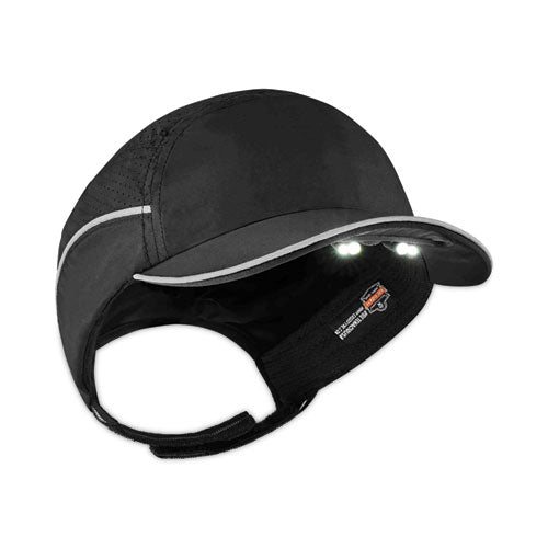 Ergodyne Skullerz 8965 Lightweight Bump Cap Hat With Led Lighting Short Brim Black