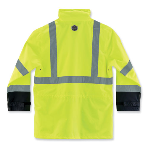 Ergodyne Glowear 8365bk Class 3 Hi-vis Rain Jacket Black Bottom 3x-large Lime