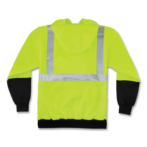 Ergodyne Glowear 8293 Hi-vis Class 2 Hooded Sweatshirt Black Bottom Polar Fleece Small Lime