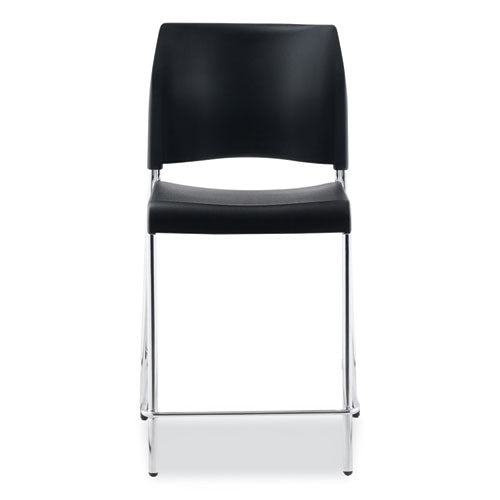 NPS Cafetorium Counter Height Stool Supports Up To 300 Lb 24" Seat Height Black Seat/back Chrome Base Ships In 1-3 Bus Days