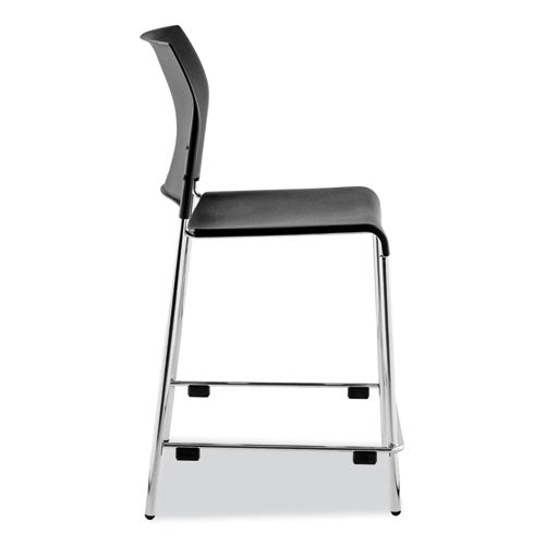 NPS Cafetorium Counter Height Stool Supports Up To 300 Lb 24" Seat Height Black Seat/back Chrome Base Ships In 1-3 Bus Days