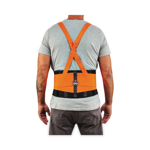 Ergodyne Proflex 100hv Economy Hi-vis Spandex Back Support Brace 2x-large 42" To 46" Waist Black/orange