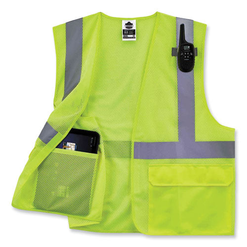 Ergodyne Glowear 8220hl Class 2 Standard Mesh Hook And Loop Vest Polyester 4x-large/5x-large Lime