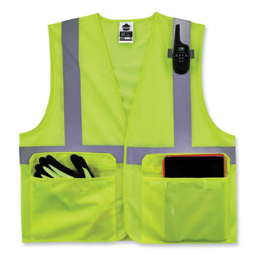 Ergodyne Glowear 8220hl Class 2 Standard Mesh Hook And Loop Vest Polyester 4x-large/5x-large Lime