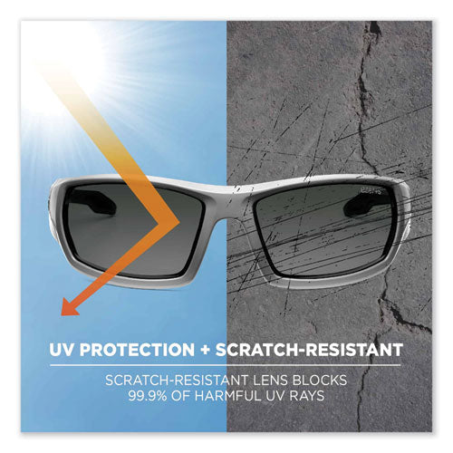 Ergodyne Skullerz Odin Safety Glasses Matte Gray Nylon Impact Frame Polarized Smoke Polycarbonate Lens