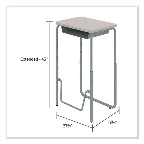Safco Alphabetter 2.0 Height-adjust Student Desk W/pendulum Bar 27.75x19.75x29 To 43 Pebble Gray