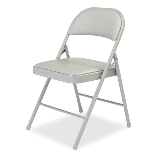 BASICS By NPS 950 Series Vinyl Padded Steel Folding Chair Supports Up To 250 Lb 17.75" Seat Height Gray 4/Case Ships In 1-3 Bus Days