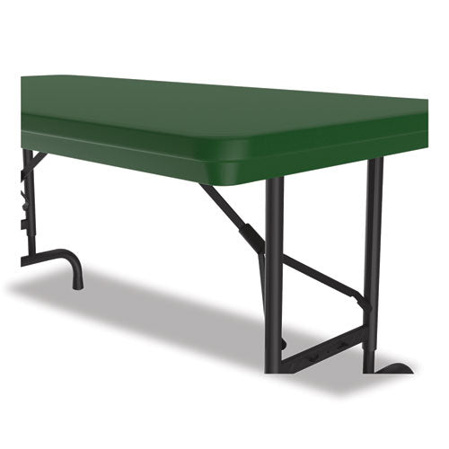 Correll Adjustable Folding Table Rectangular 48"x24"x22" To 32" Green Top Black Legs 4/pallet