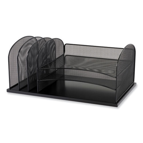 Safco Onyx Desk Organizer W/three Horizontal And Three Upright Sectionsletter Size19.25x11.5x8.25blueships In 1-3 Business Days