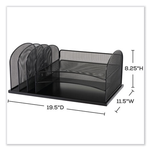 Safco Onyx Desk Organizer W/three Horizontal And Three Upright Sectionsletter Size19.25x11.5x8.25blueships In 1-3 Business Days