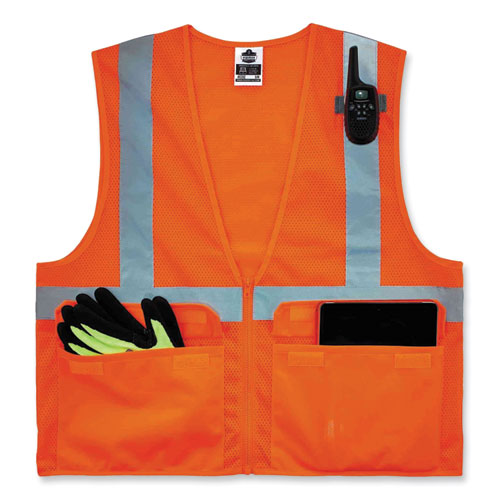 Ergodyne Glowear 8220z Class 2 Standard Mesh Zipper Vest Polyester Small/medium Orange