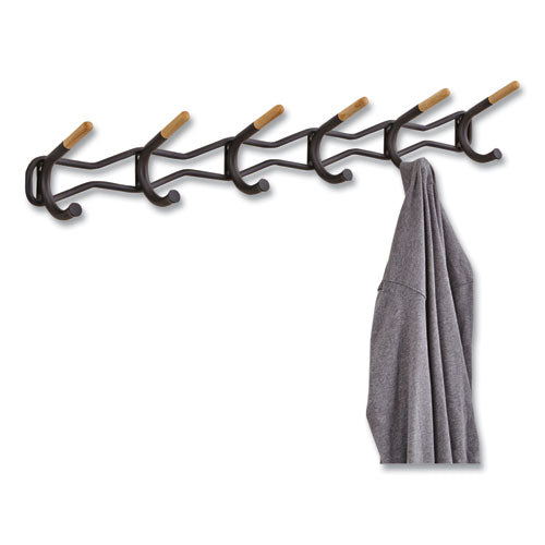 Safco Family Coat Wall Rack 6 Hook 42.75wx5.25dx7.25h Black