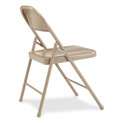 BASICS By NPS 900 Series All-steel Folding Chair Supports 250lb 17.75" Seat Height Beige Seat/back/base 4/ctships In 1-3 Business Days