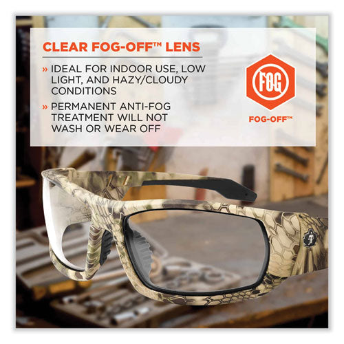 Ergodyne Skullerz Odin Safety Glasses Kryptek Highlander Nylon Impact Frame Anti-fog Clear Lens