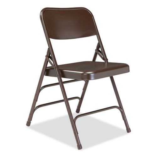 NPS 300 Series Deluxe All-steel Triple Brace Folding Chair Supports 480 Lb 17.25" Seat Ht Brown 4/ct Ships In 1-3 Bus Days