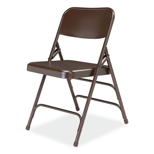NPS 300 Series Deluxe All-steel Triple Brace Folding Chair Supports 480 Lb 17.25" Seat Ht Brown 4/ct Ships In 1-3 Bus Days