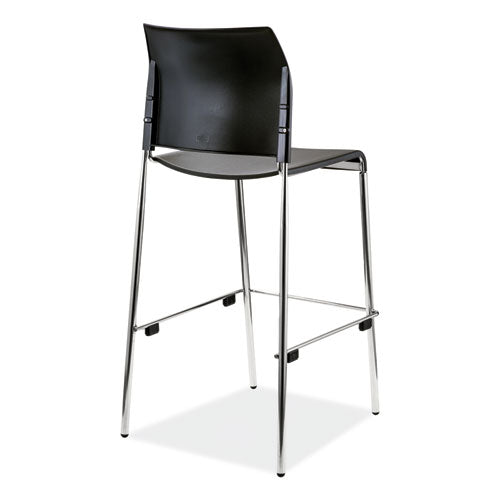 NPS Cafetorium Bar Height Stool Supports Up To 500lb 31" Seat Height Black Seat Black Back Chrome Baseships In 1-3 Bus Days