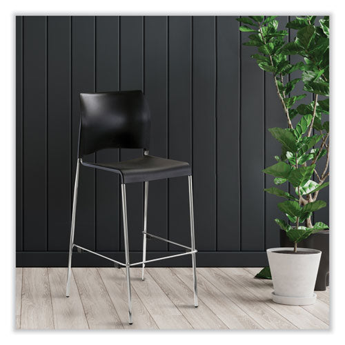 NPS Cafetorium Bar Height Stool Supports Up To 500lb 31" Seat Height Black Seat Black Back Chrome Baseships In 1-3 Bus Days