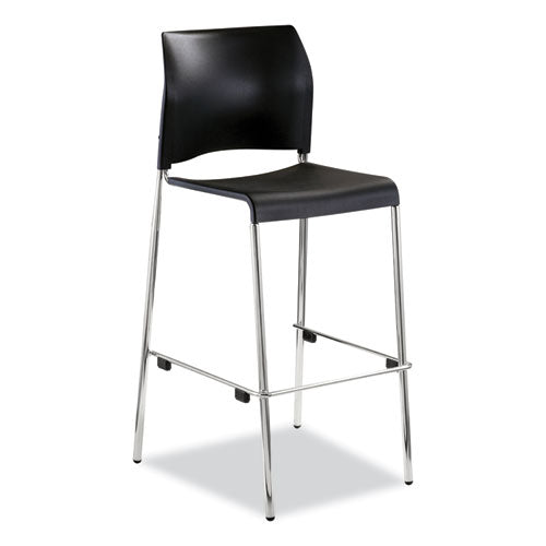 NPS Cafetorium Bar Height Stool Supports Up To 500lb 31" Seat Height Black Seat Black Back Chrome Baseships In 1-3 Bus Days