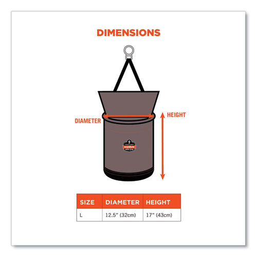 Ergodyne Arsenal 5973 Hoist Bucket Tool Bag With D-rings And Zipper Top 12.5x12.5x17 Gray