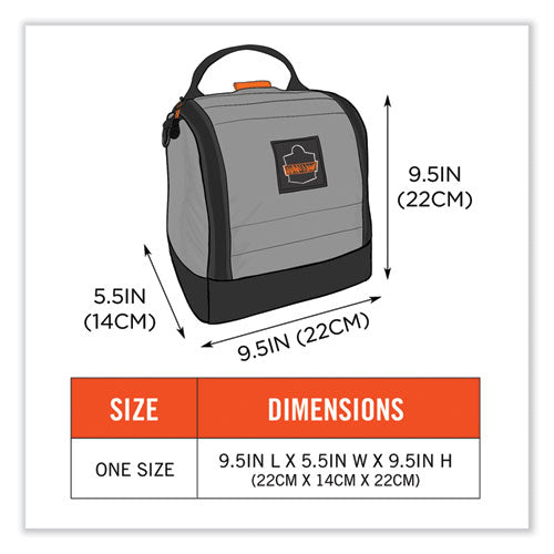 Ergodyne Arsenal 5185 Full Respirator Bag With Zipper Magnetic Closure 5.5x9.5x9.5 Gray