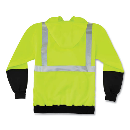 Ergodyne Glowear 8293 Hi-vis Class 2 Hooded Sweatshirt Black Bottom Polar Fleece Small Lime