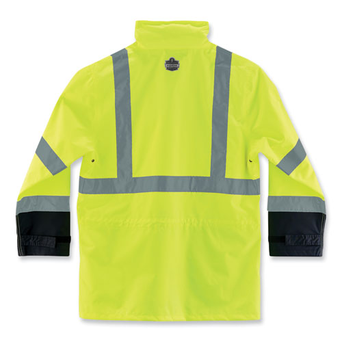 Ergodyne Glowear 8365bk Class 3 Hi-vis Rain Jacket Black Bottom Large Lime