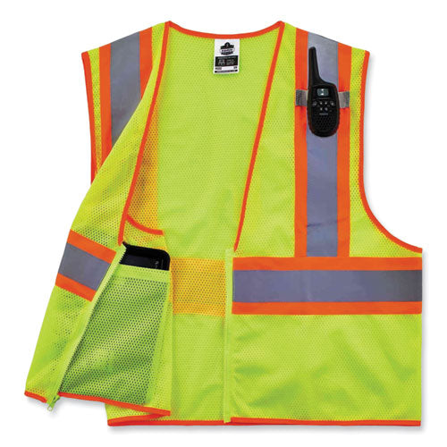 Ergodyne Glowear 8229z Class 2 Economy Two-tone Zipper Vest Polyester X-small Lime