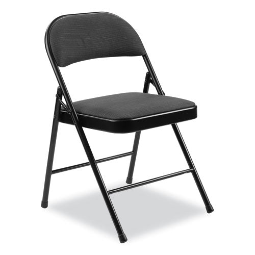 BASICS By NPS 970 Series Fabric Padded Steel Folding Chair Supports 250 Lb 17.75" Seat Ht Star Trail Black 4/ct Ships In 1-3 Bus Days