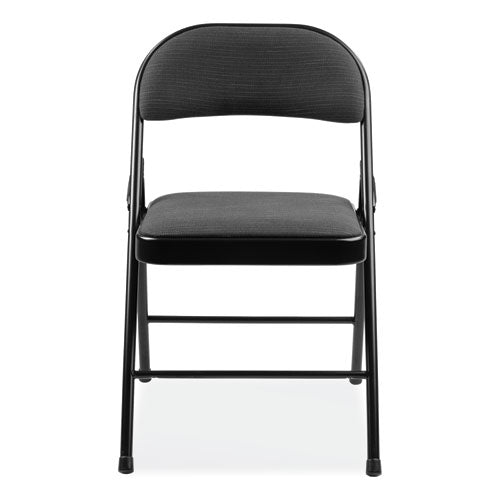 BASICS By NPS 970 Series Fabric Padded Steel Folding Chair Supports 250 Lb 17.75" Seat Ht Star Trail Black 4/ct Ships In 1-3 Bus Days