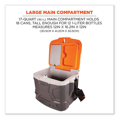 Ergodyne Chill-its 5170 17-quart Industrial Hard Sided Cooler Orange/gray 30/pallet