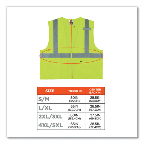 Ergodyne Glowear 8225z Class 2 Standard Solid Vest Polyester Lime 2x-large/3x-large