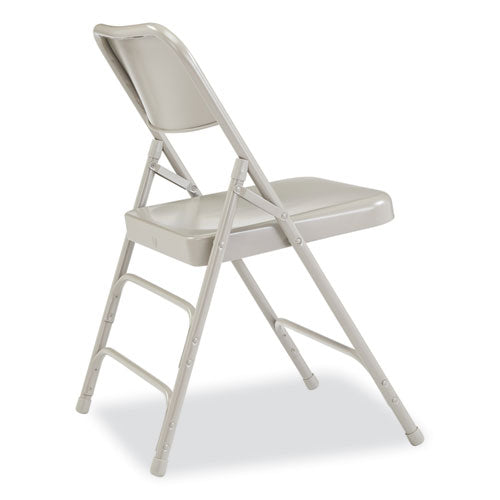 NPS 300 Series Deluxe All-steel Triple Brace Folding Chair Supports 480 Lb 17.25" Seat Height Gray 4/ctships In 1-3 Bus Days