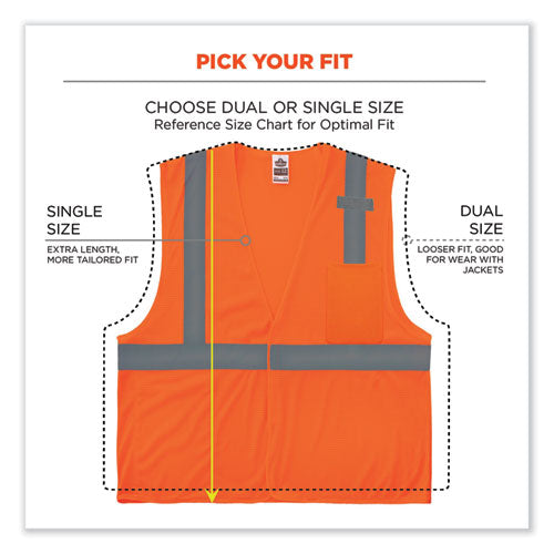 Ergodyne Glowear 8210hl Class 2 Economy Mesh Hook And Loop Vest Polyester X-small Orange