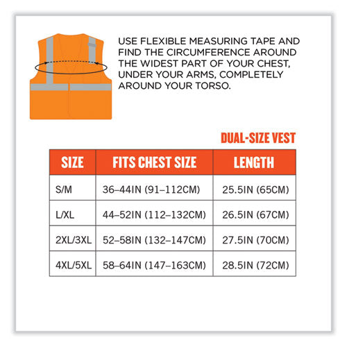 Ergodyne Glowear 8210hl Class 2 Economy Mesh Hook And Loop Vest Polyester X-small Orange